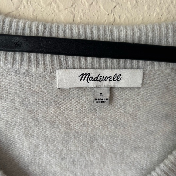 Madewell | Women's Bartlett V-Neck Pullover Sweater Coziest Yarn Heather Smoke L - Picture 8 of 11